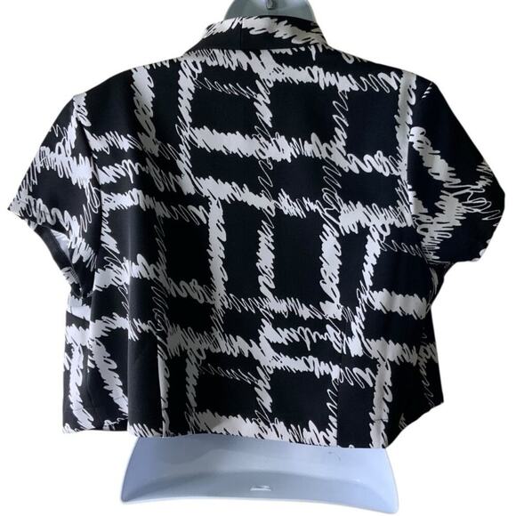 Voir Voir Bolero Cropped Top Womens 10 Short Sleeve Open Front Abstract Casual - Picture 3 of 6